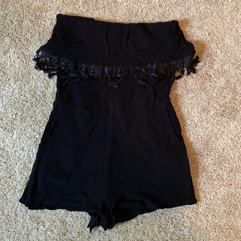 Strapless black romper